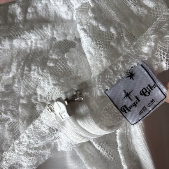 Angel Biba Milkmaid Babydoll Dress Size Medium White Coquette Floral Angelcore - Picture 8 of 15